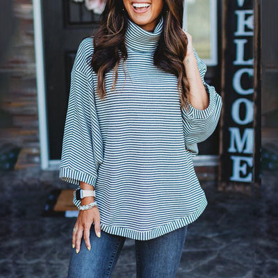 Fall Cowl Neck Striped Top