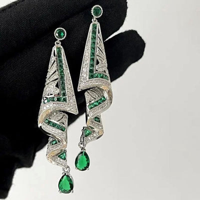 Vintage Gemstone Art Earrings - 925 Silver