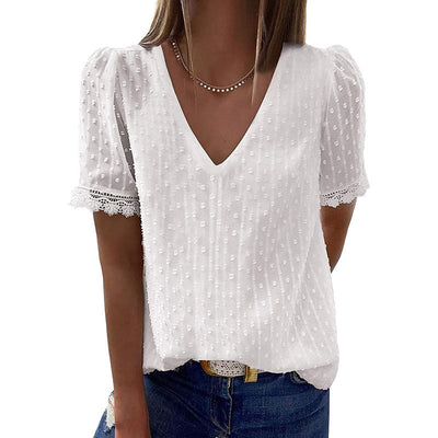 Lace V-Neck Blouse (5 Colors)