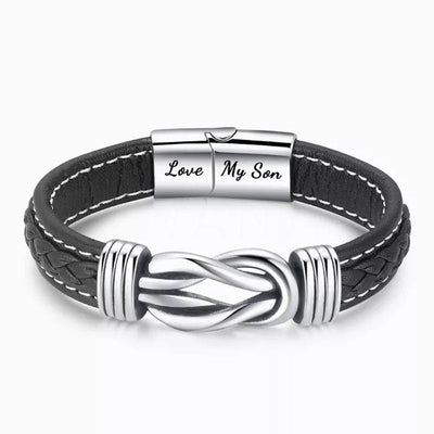 "Dad And Son Forever Linked Together" Braided Leather Bracelet - Love My Son