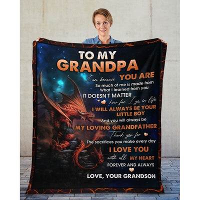 To My Grandpa  - From Grandson - Dragon A313 - Premium Blanket