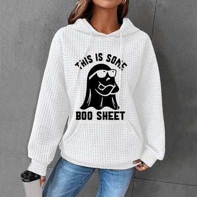 Women's Halloween This Is Some Boo Sheet Waffle Hoodie