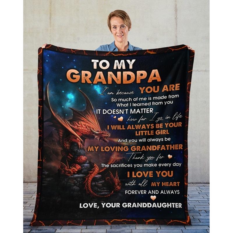To My Grandpa - From Granddaughter - Dragon A313 - Premium Blanket