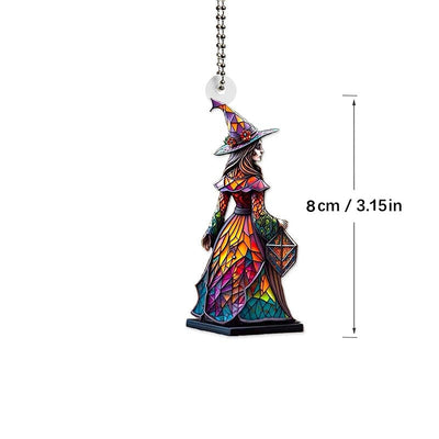 Witch Glass Painted Pendant Car Hang Ornament