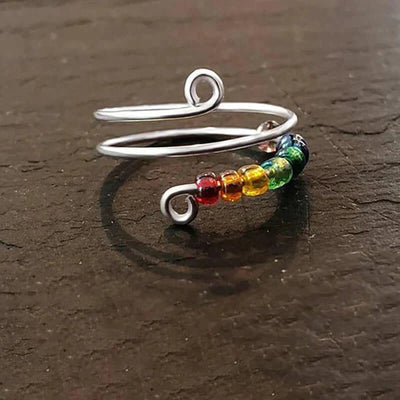 To My Daughter - Drive Away Your Anxiety Rainbow Beads Fidget Ring