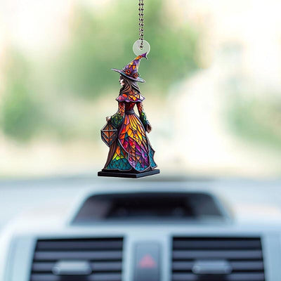 Witch Glass Painted Pendant Car Hang Ornament