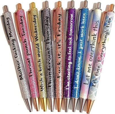  YNYJZZ Colored Glitter Pen Set for Sarcastic Souls, 2023 New Funny  Glitter Pen Set, Affirmation Swear Word Pens Set, Dirty Cuss Word Pens for  Each Day (7 piece set) : Office Products