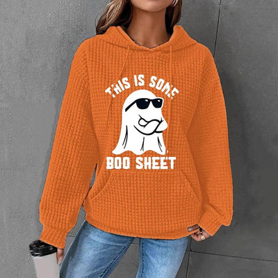 Women's Halloween This Is Some Boo Sheet Waffle Hoodie