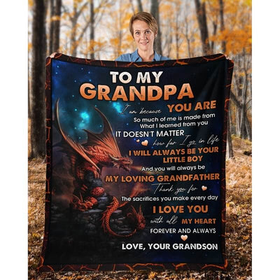 To My Grandpa  - From Grandson - Dragon A313 - Premium Blanket