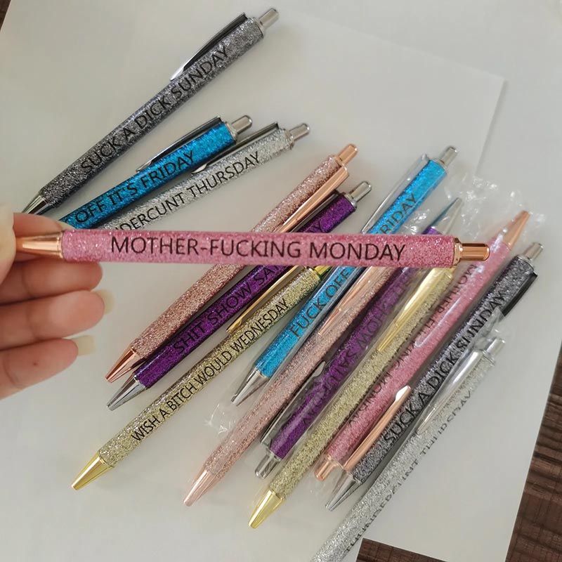 LPSHGK Colored Glitter Pen Set for Sarcastic Souls, Funny Gel Pen Bad Fun  Ballpoint Pen, Funny Pens Swear Word Daily Pen Set (14PCS)