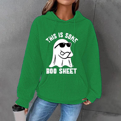 Women's Halloween This Is Some Boo Sheet Waffle Hoodie