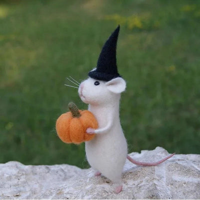 Handmade Halloween Mouse With A Pumpkin