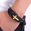 To My Son Pray Through It Leather Cross Bracelet - Card050