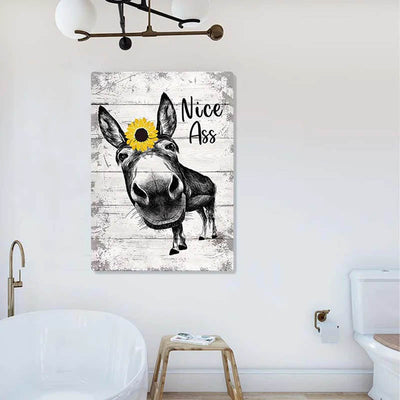 Funny Donkey Sunflower Metal Sign Farmhouse Bathroom Unique Gifts For Home Vintage Farm Animal Design