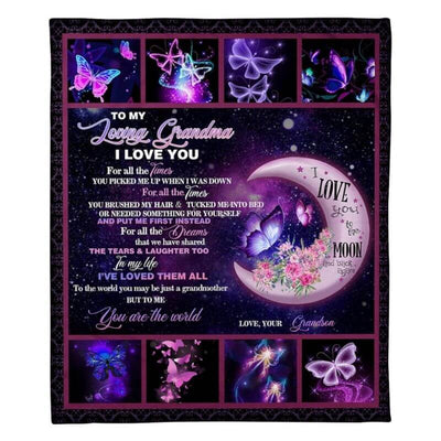 To My Grandma - From Grandson - Butterfly A316 - Premium Blanket