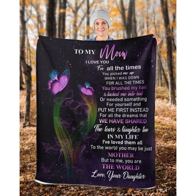 To My Mom - From Daughter - Butterfly A319 - Premium Blanket