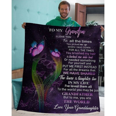 To My Grandpa - From Granddaughter - Butterfly A319 - Premium Blanket