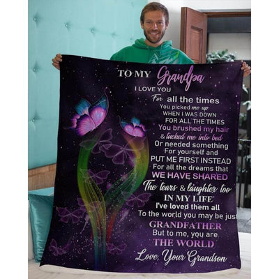 To My Grandpa - From Grandson - Butterfly A319 - Premium Blanket