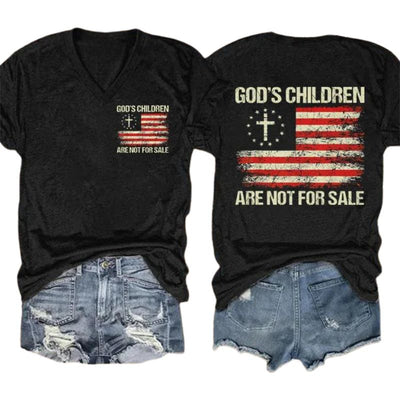 Women's Casual God'S Children Are Not For Sale Double-sided Printed Short Sleeve T-Shirt