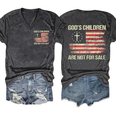 Women's Casual God'S Children Are Not For Sale Double-sided Printed Short Sleeve T-Shirt
