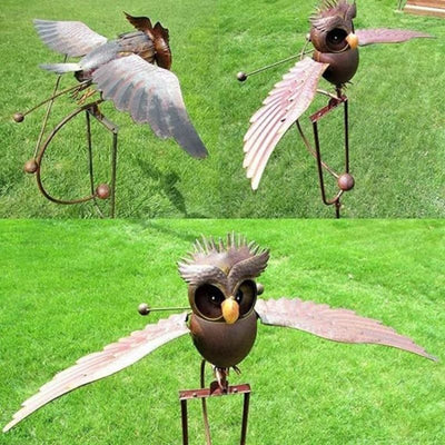 Handmade Flying Owl Garden Stake