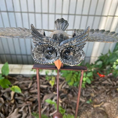 Handmade Flying Owl Garden Stake