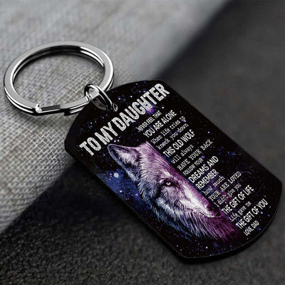 Dad To Daughter - Life Gave Me The Gift Of You - Wolf Multi Colors Personalized Keychain - A885
