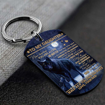 Dad To Daughter - Never Feel That You Are Alone - Wolf Multi Colors Personalized Keychain - A884