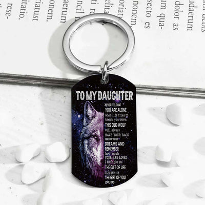 Dad To Daughter - Life Gave Me The Gift Of You - Wolf Multi Colors Personalized Keychain - A885