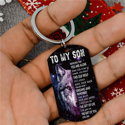 Dad To Son - Life Gave Me The Gift Of You - Wolf Multi Colors Personalized Keychain - A885