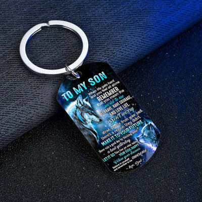 Dad To Son - Let It Go - Wolf Multi Colors Personalized Keychain A882