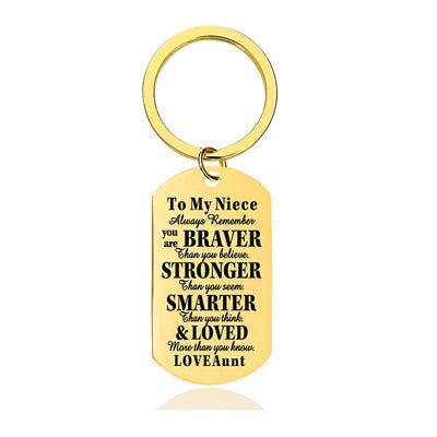 Aunt To Niece - Always Remember You Are Braver Than You Believe - Inspirational Keychain - A918