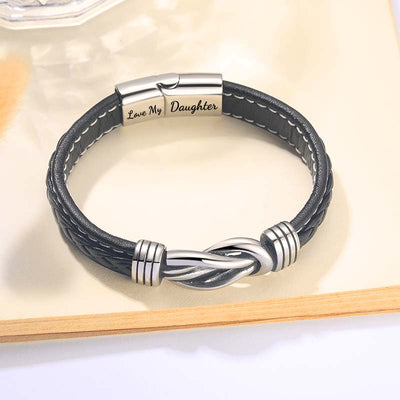 "Dad And Daughter Forever Linked Together" Braided Leather Bracelet - Love My Daughter
