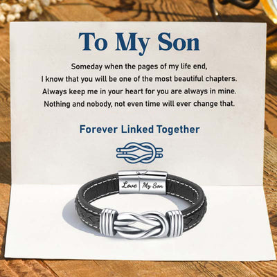 Forever Linked Together Braided Leather Bracelet - Love My Son